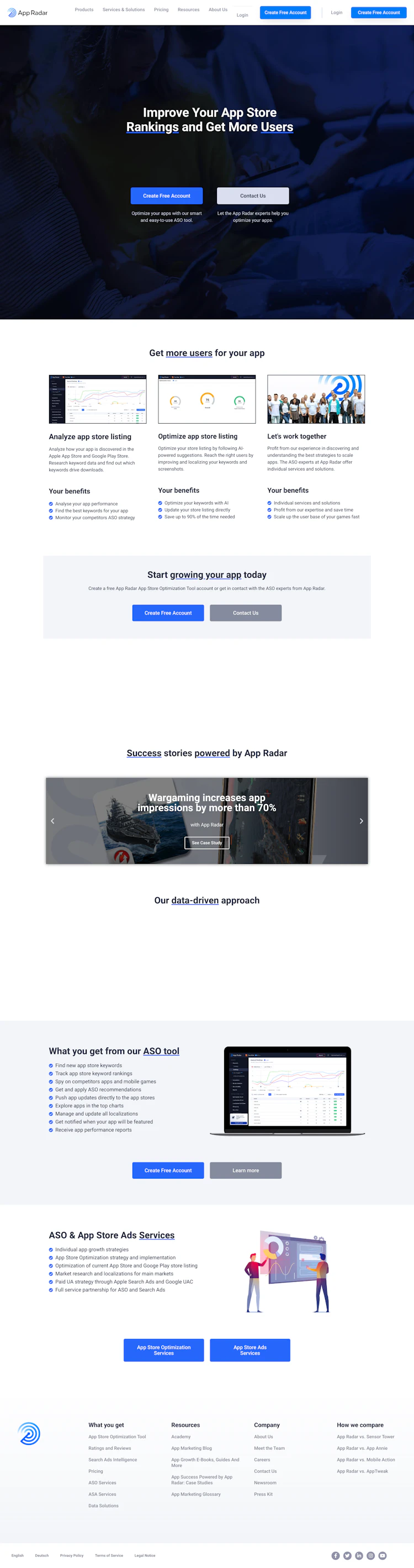 Appradar Landing Page screenshot