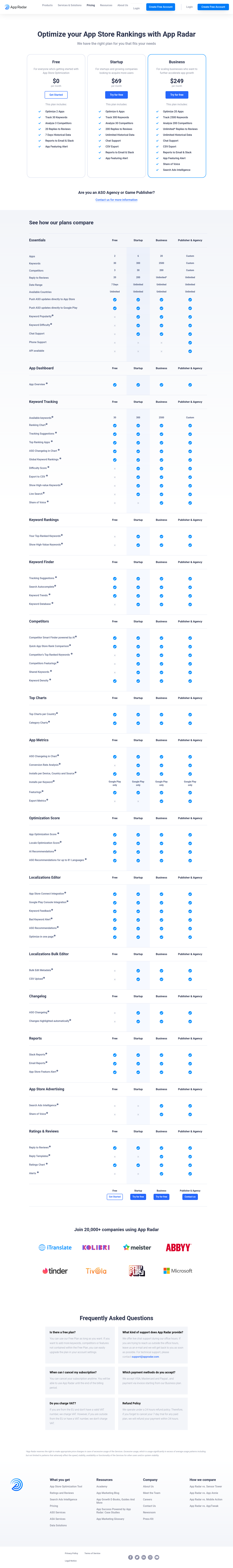 Appradar Pricing screenshot