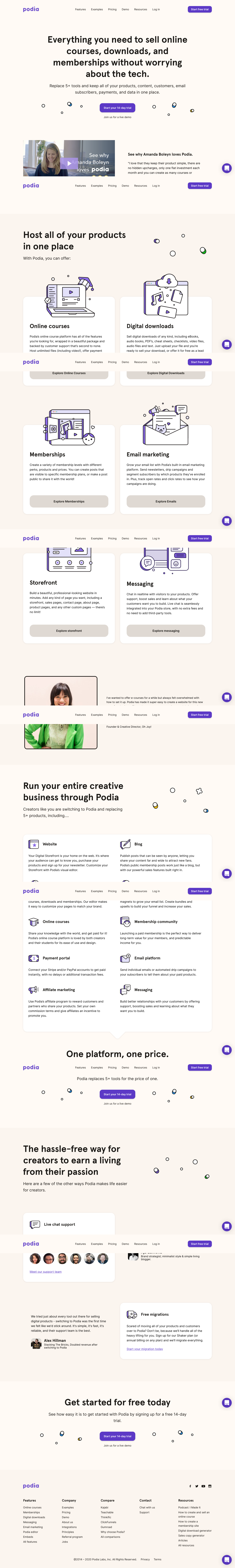 Podia Landing Page screenshot