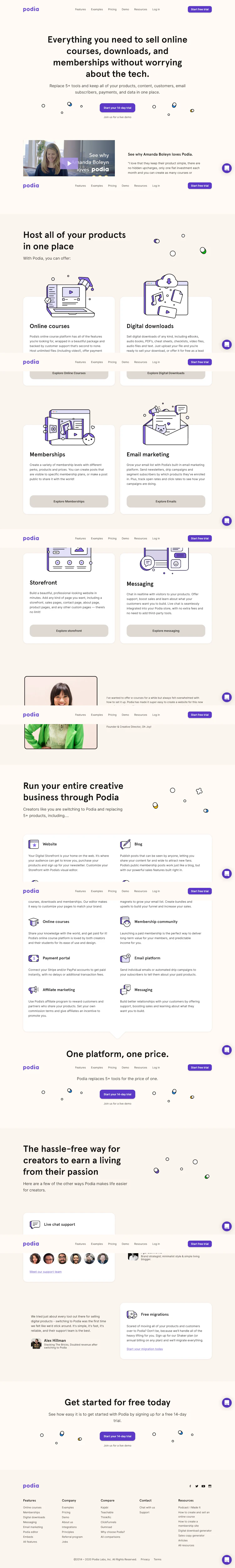 Podia Landing Page screenshot