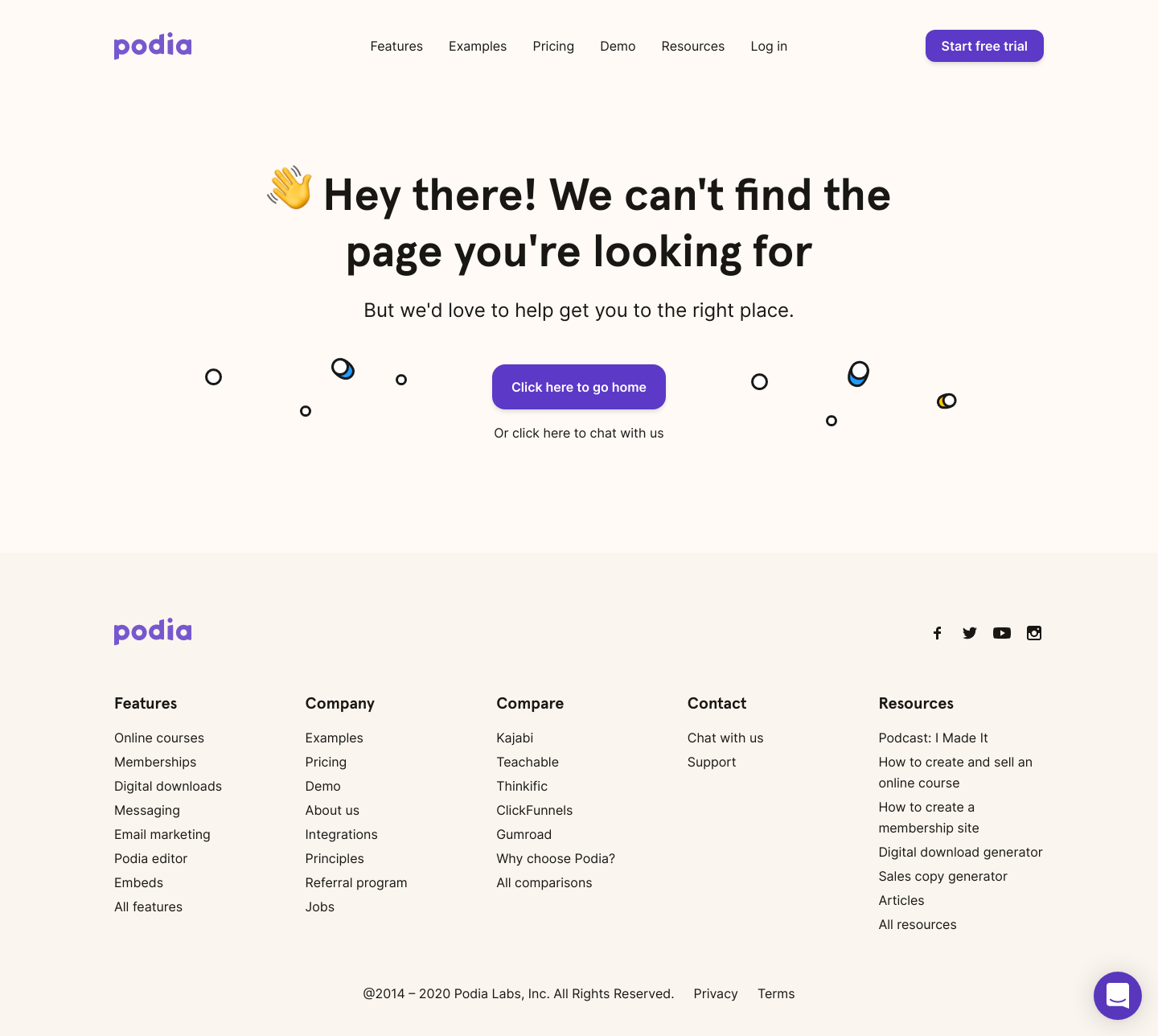 Podia Notfound screenshot