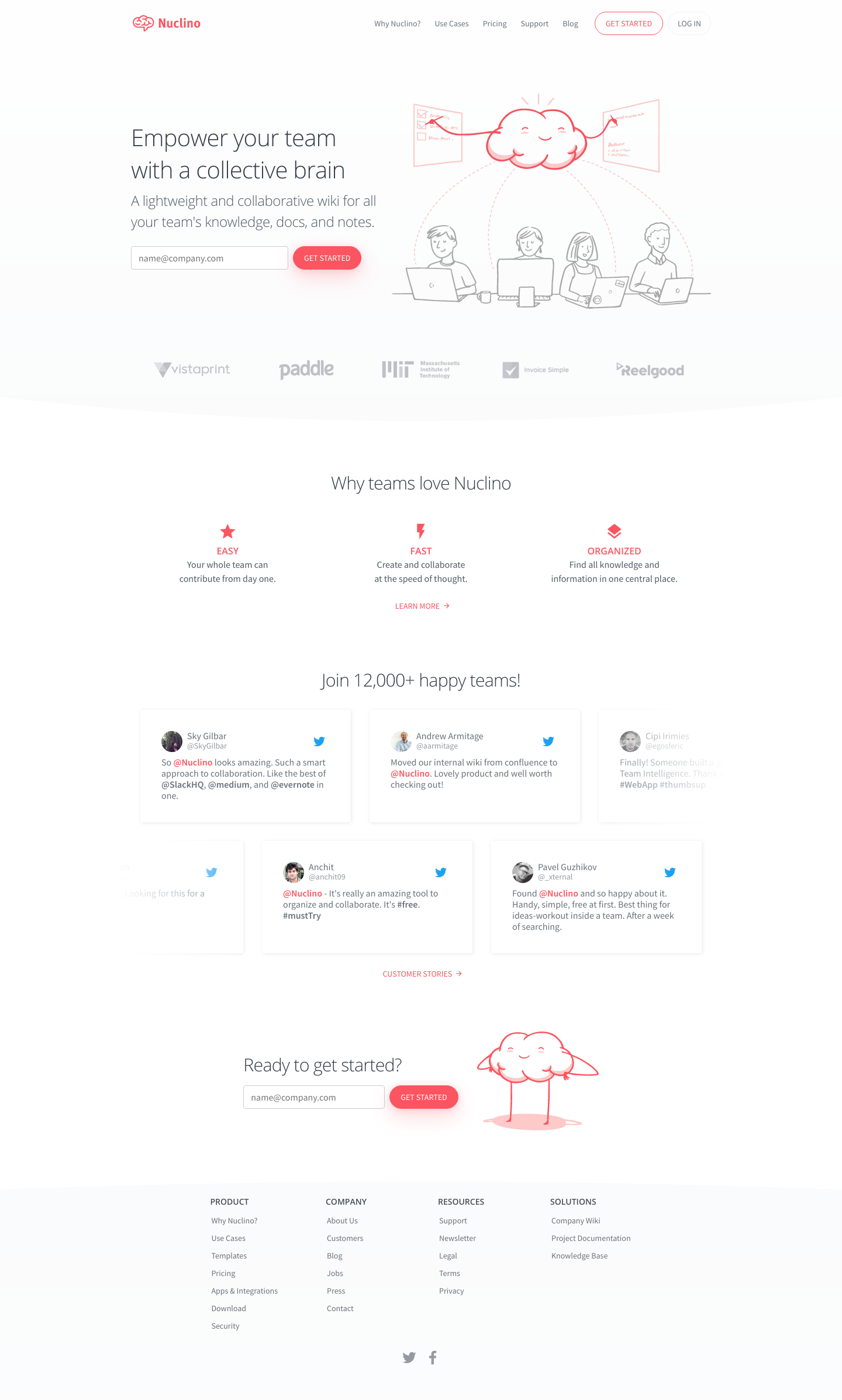 Nuclino Landing Page screenshot