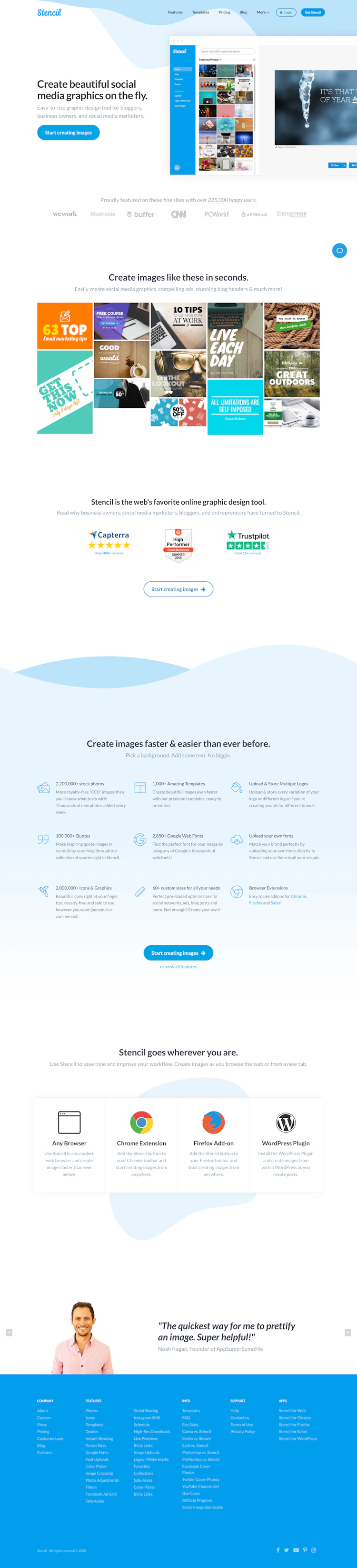 Getstencil Landing Page screenshot