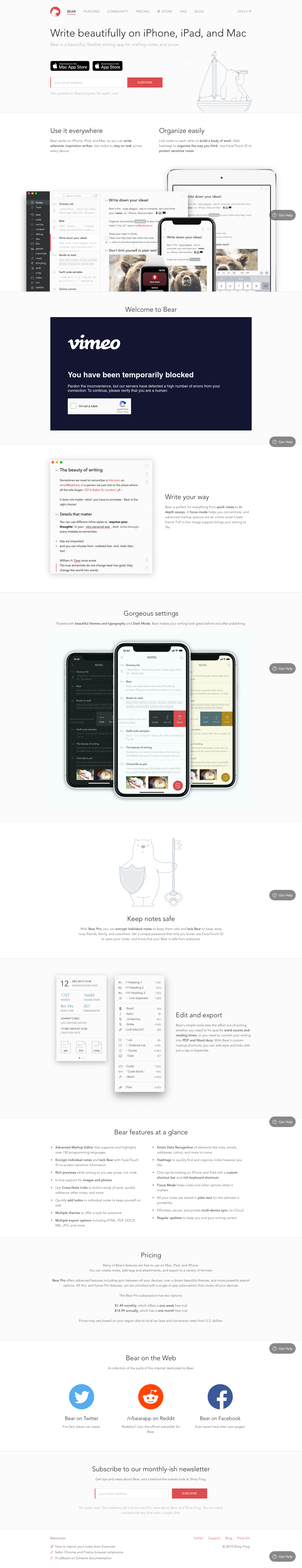 Bear Landing Page screenshot