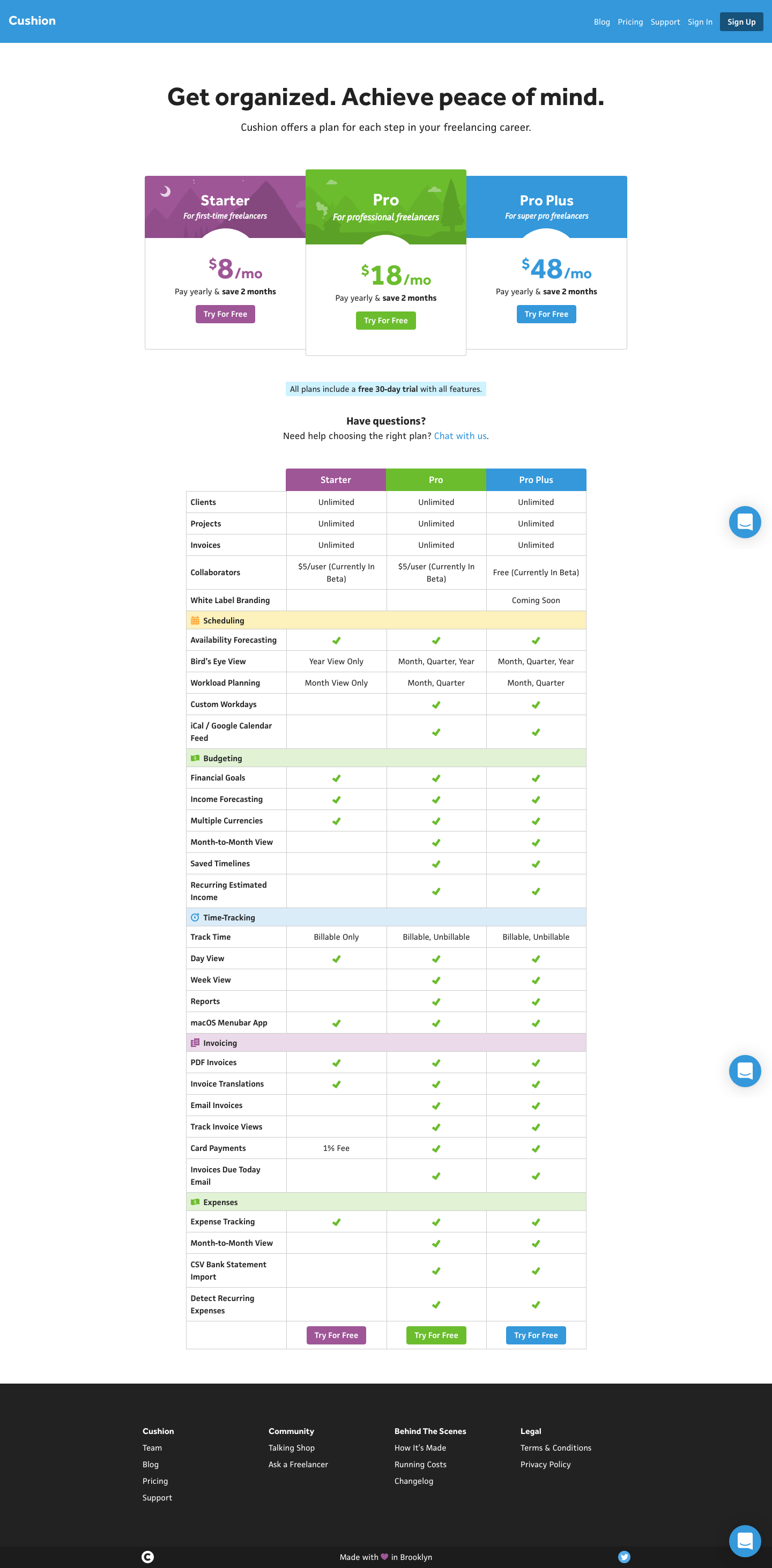 Cushionapp Pricing screenshot