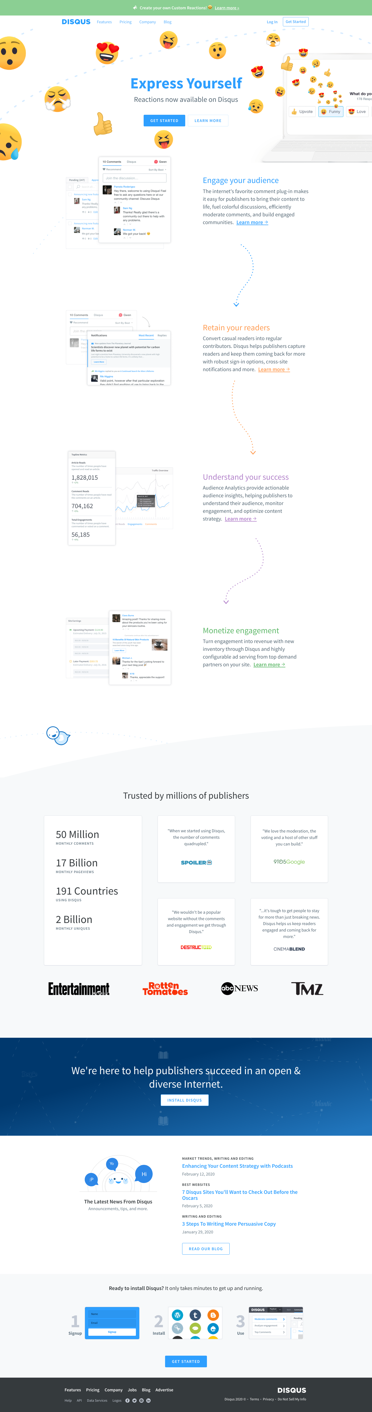 Disqus Landing Page screenshot