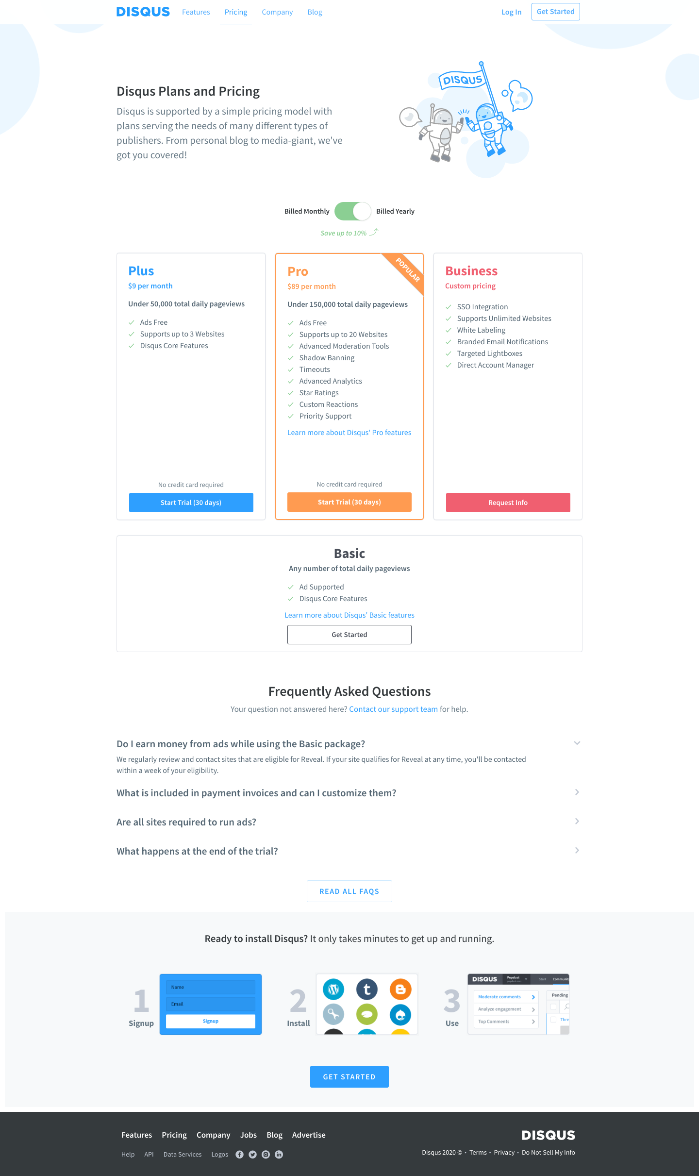 Disqus Pricing screenshot