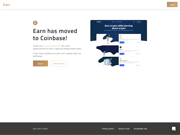 Earn Landing Page screenshot