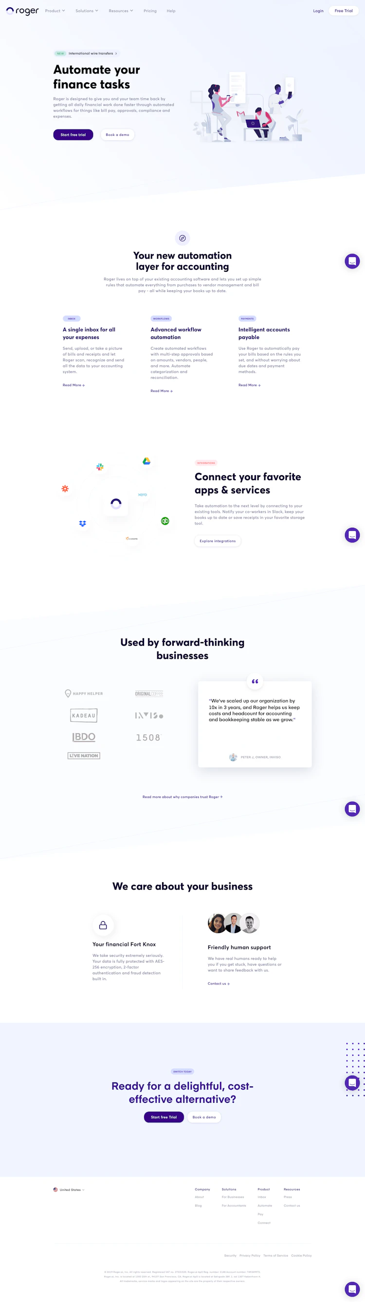 Roger Landing Page screenshot