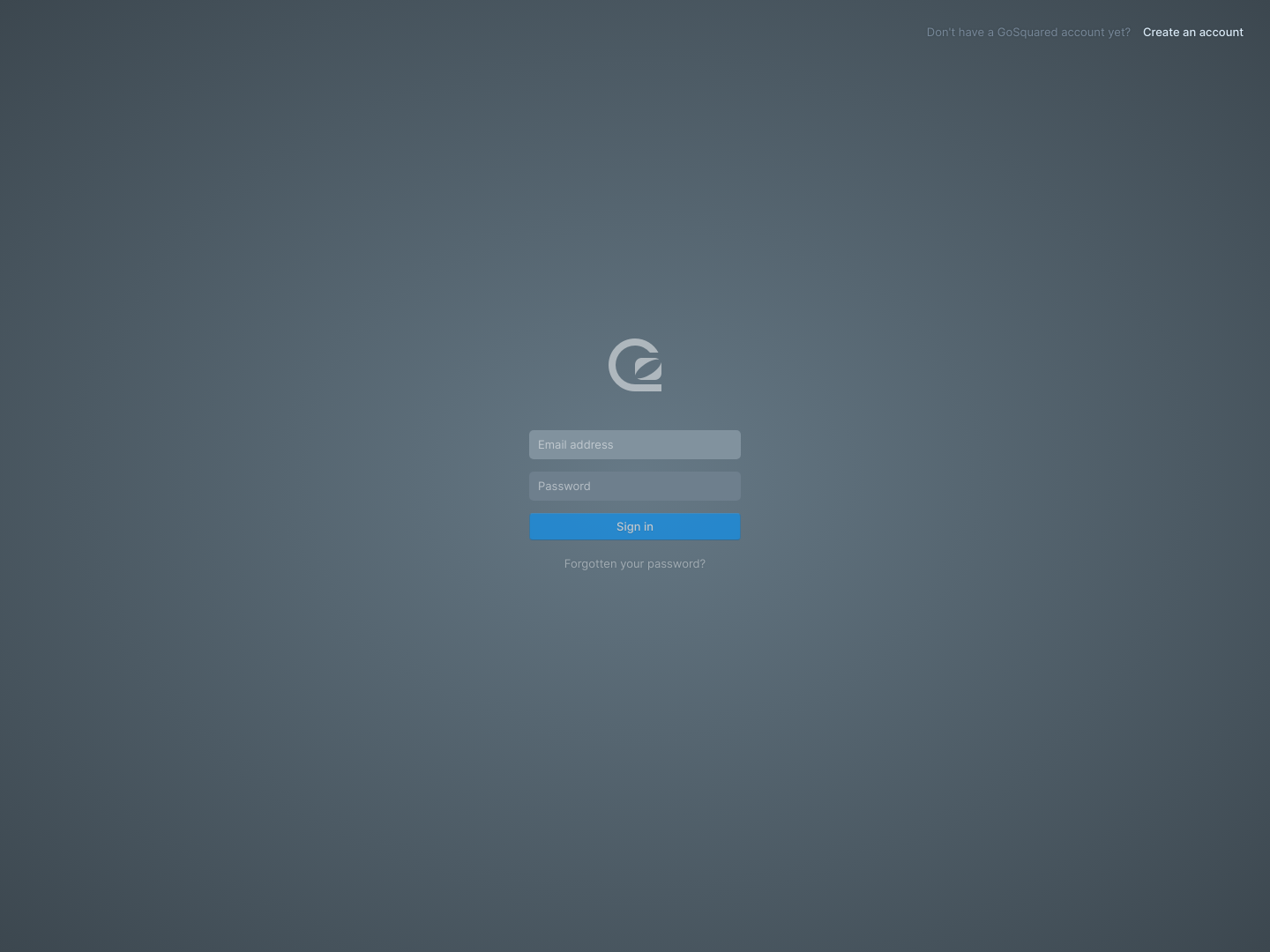 Gosquared Login screenshot