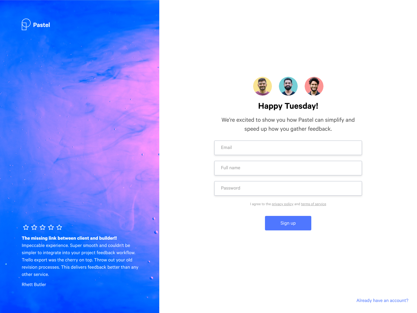 Usepastel Signup screenshot