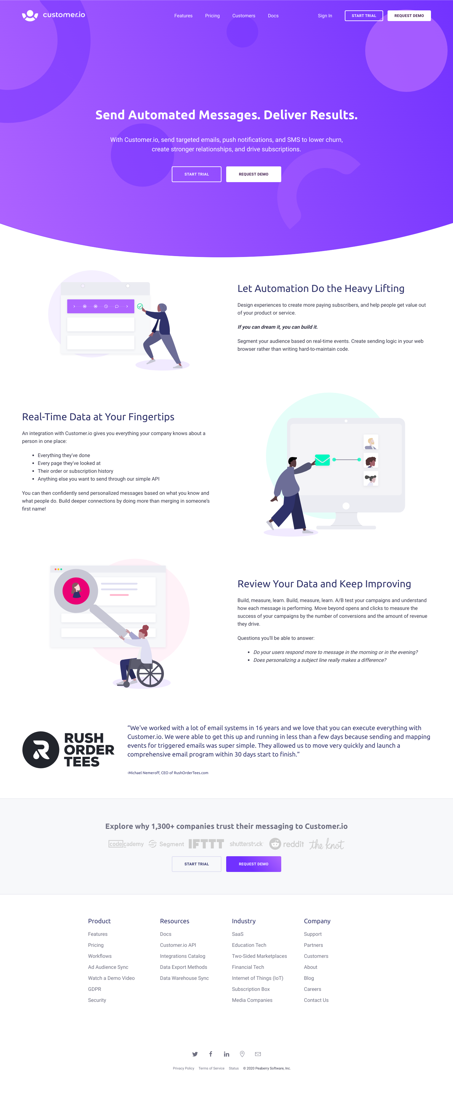 Customer Landing Page screenshot