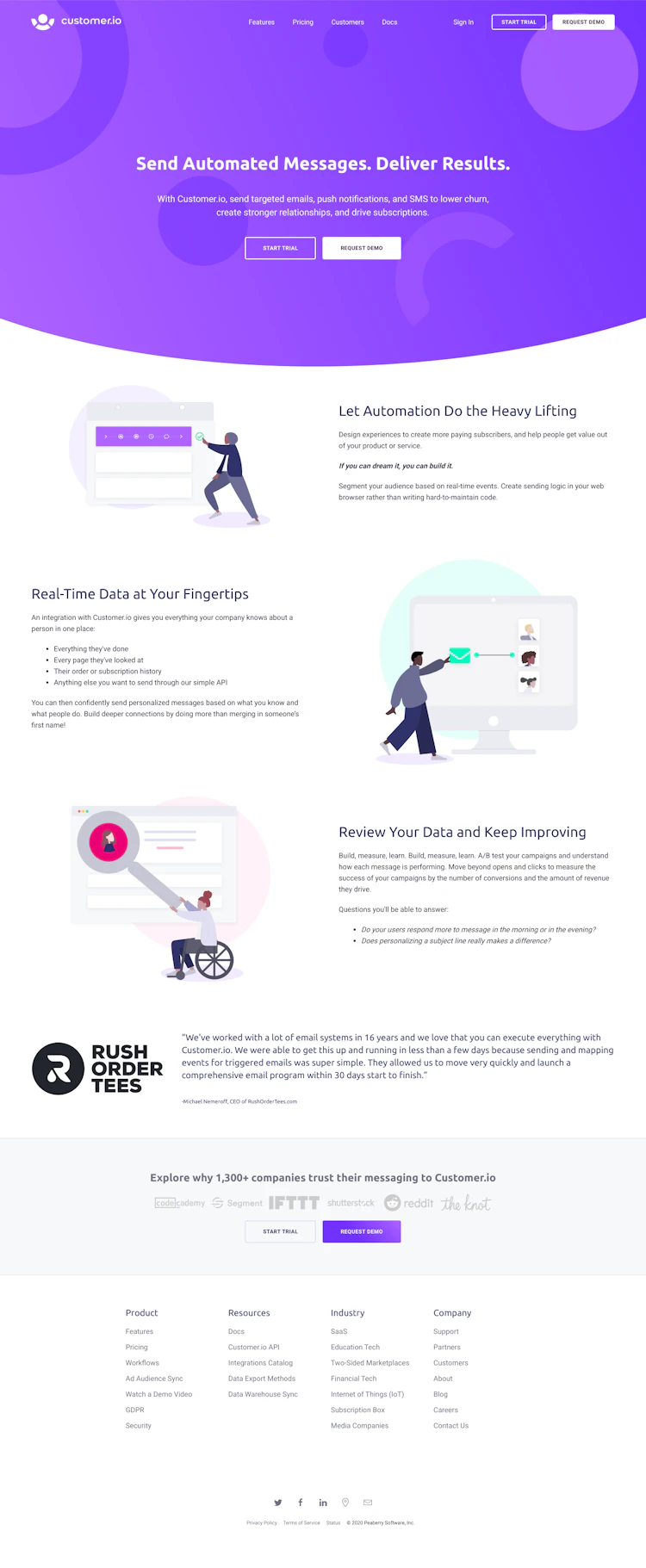 Customer Landing Page screenshot