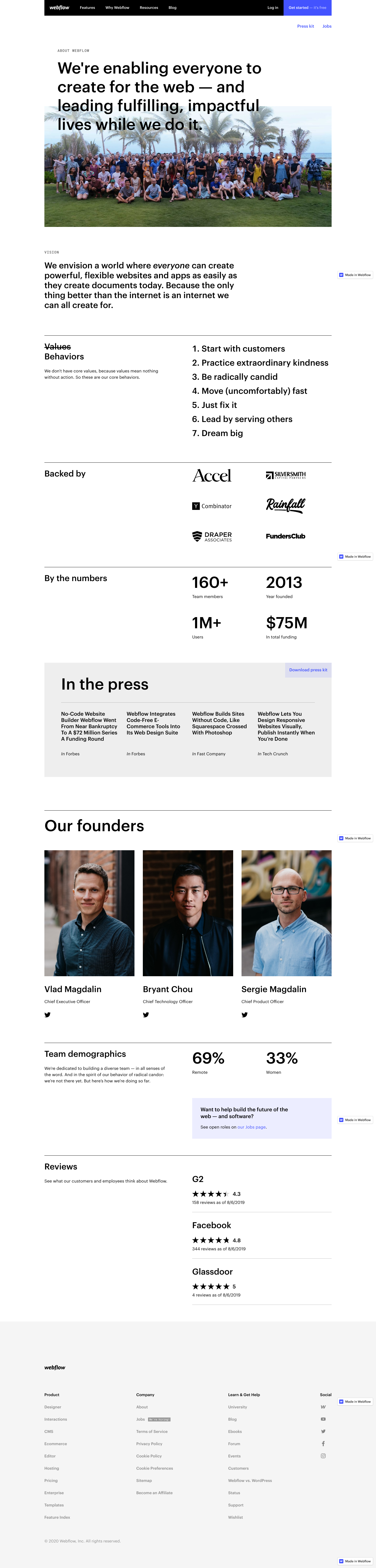 Webflow About screenshot