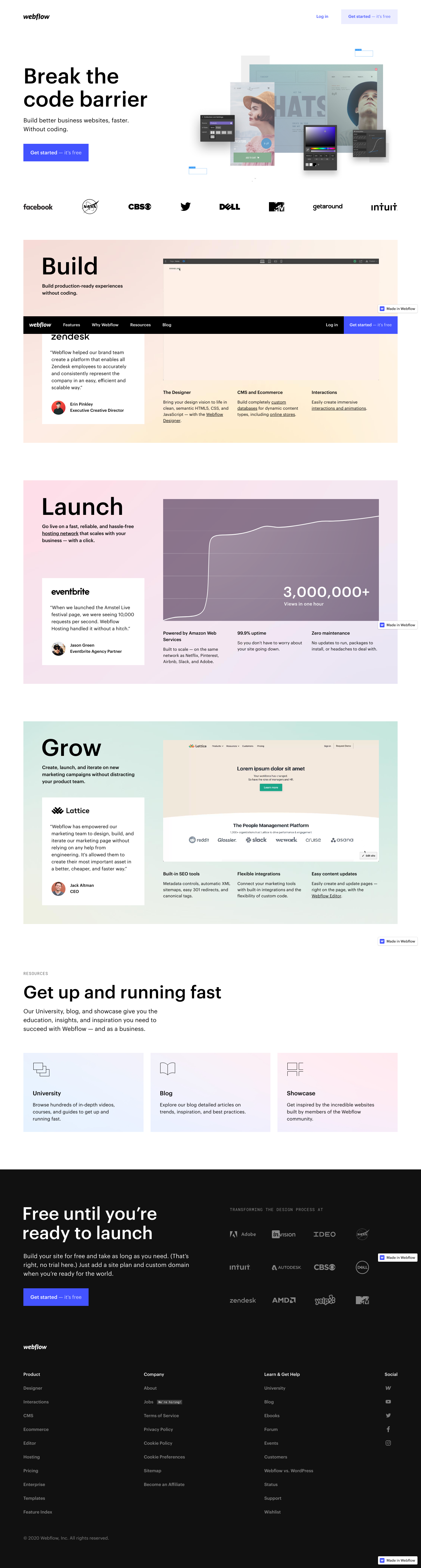 Webflow Landing Page screenshot