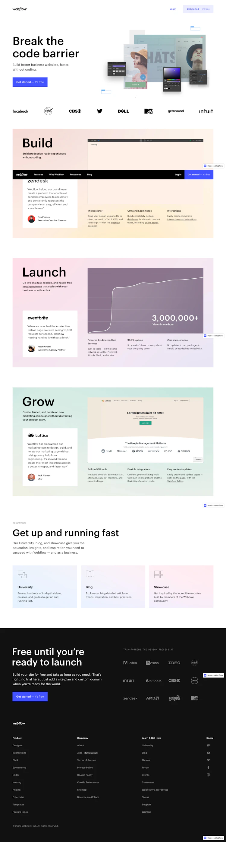 Webflow Landing Page screenshot