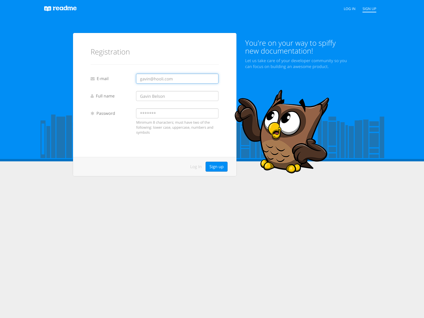 Readme Signup screenshot