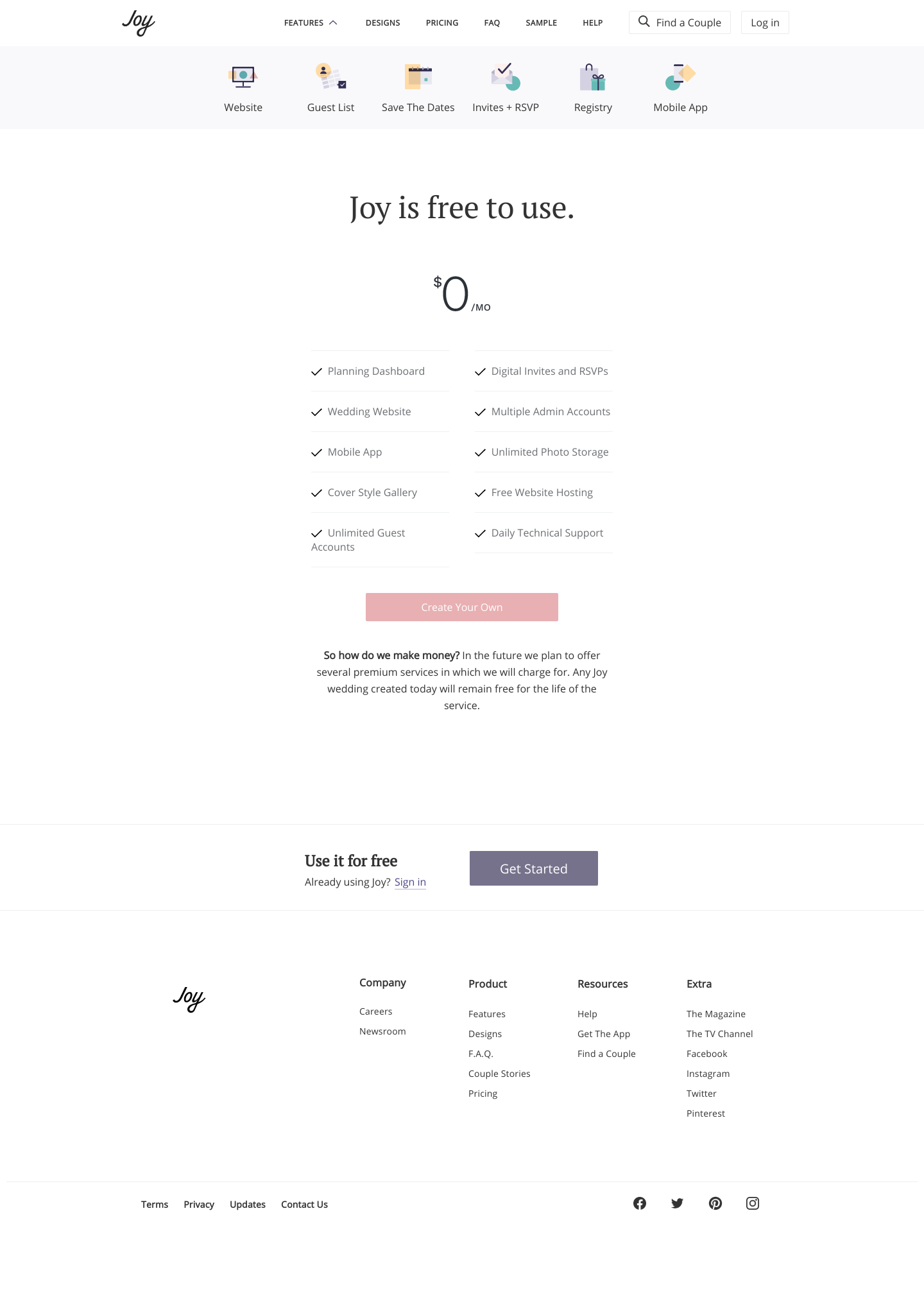 Withjoy Pricing screenshot
