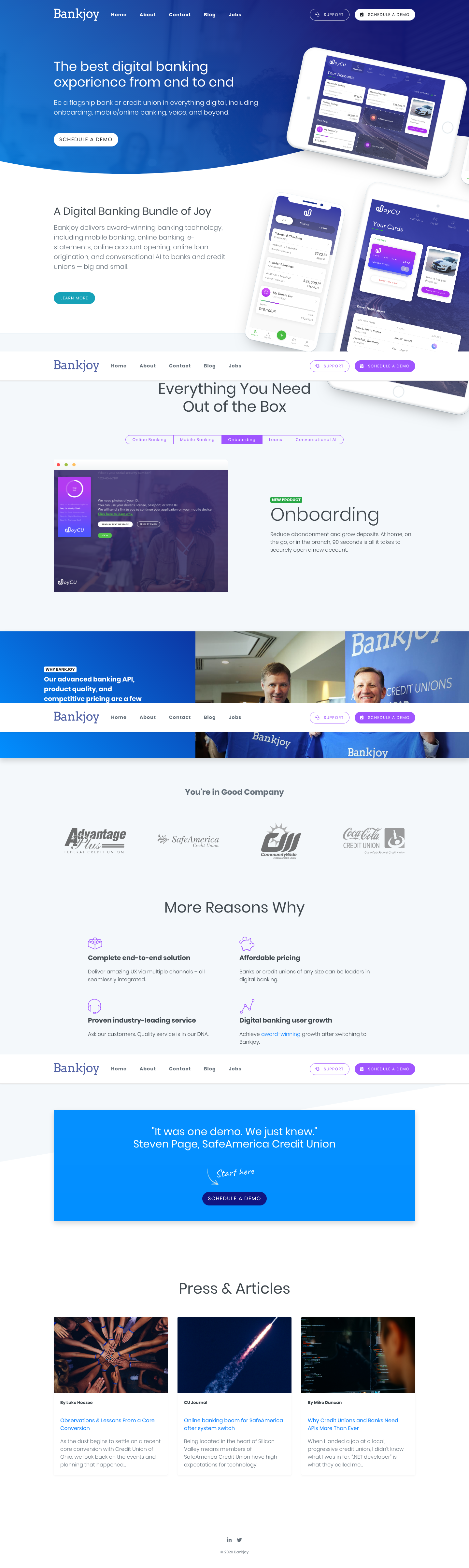Bankjoy Landing Page screenshot