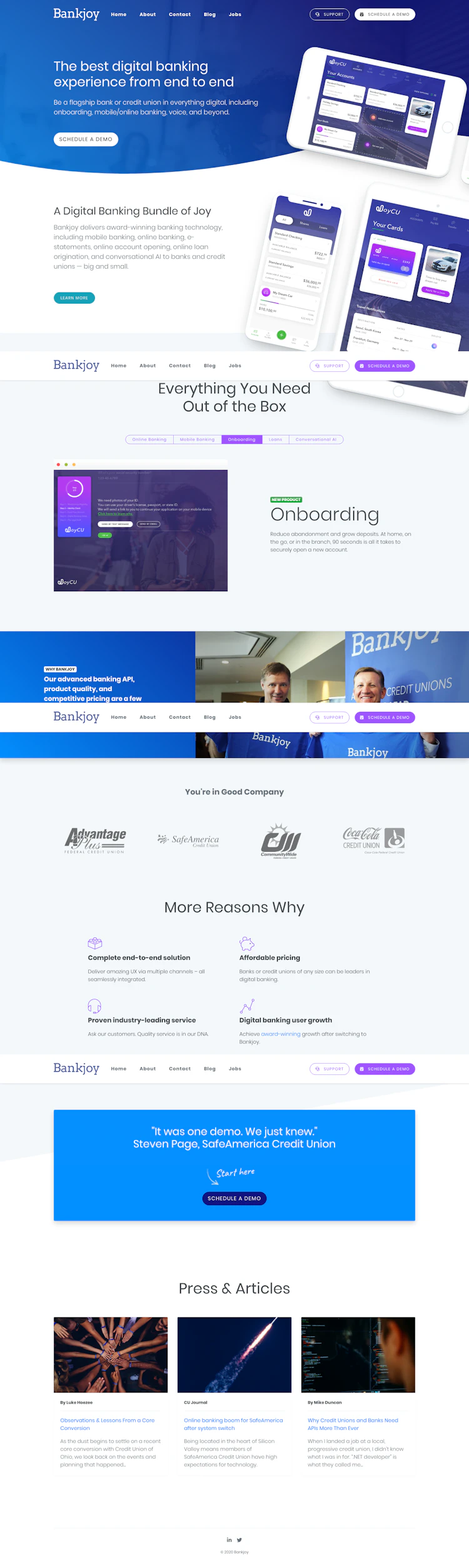 Bankjoy Landing Page screenshot