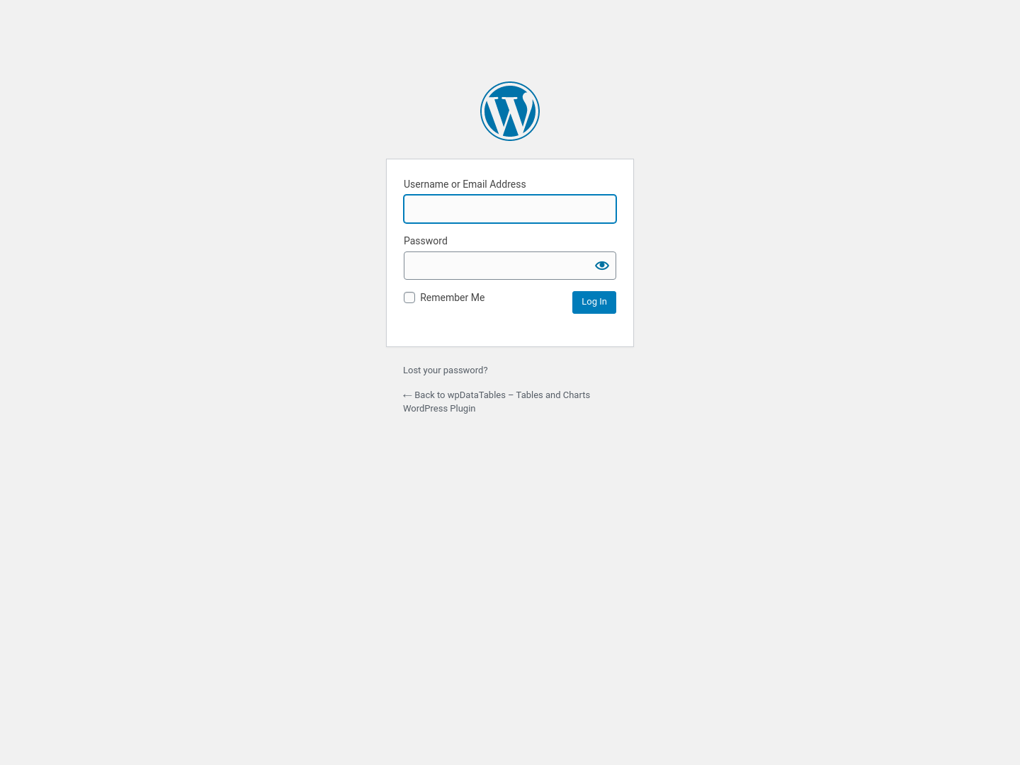 Wpdatatables Login screenshot