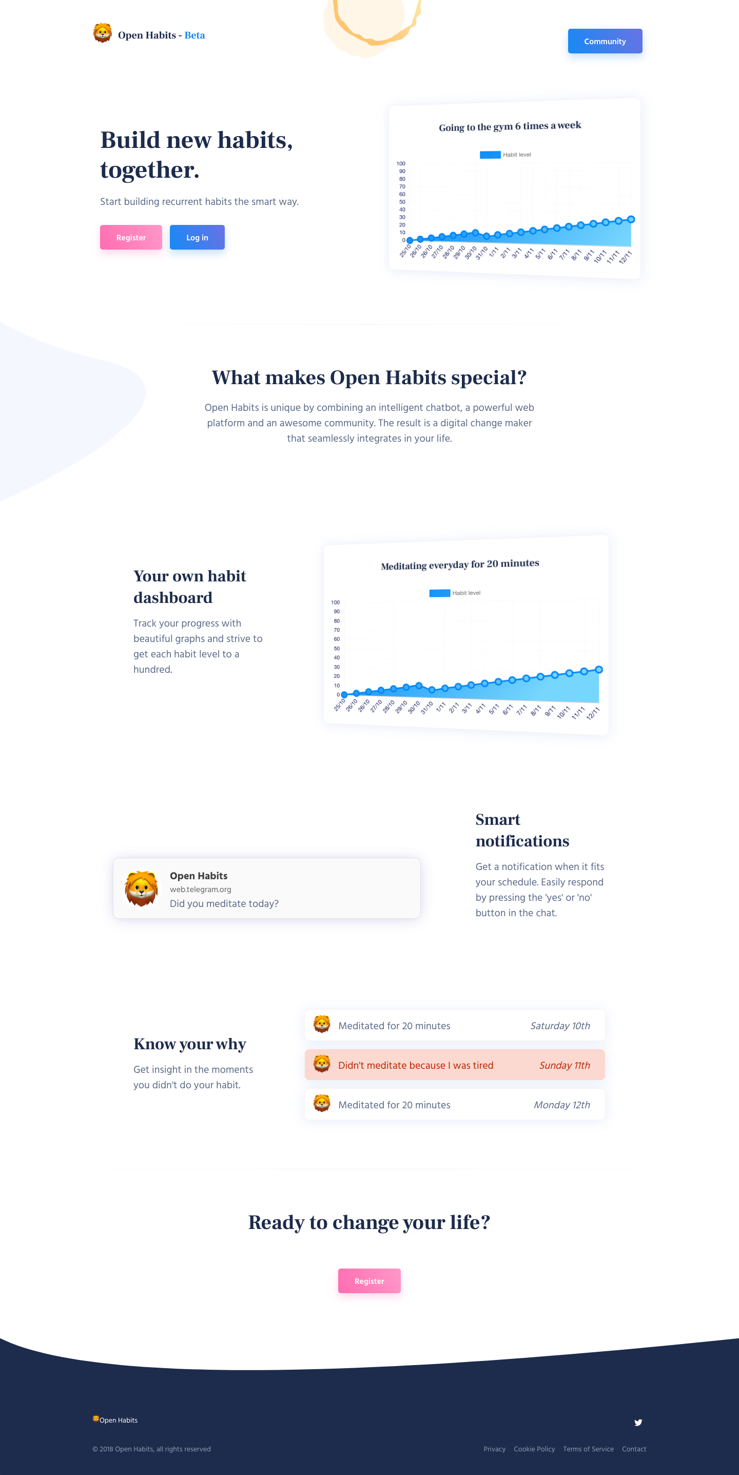 Openhabits Landing Page screenshot