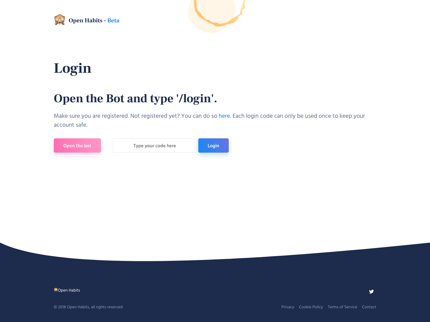 Openhabits Login screenshot