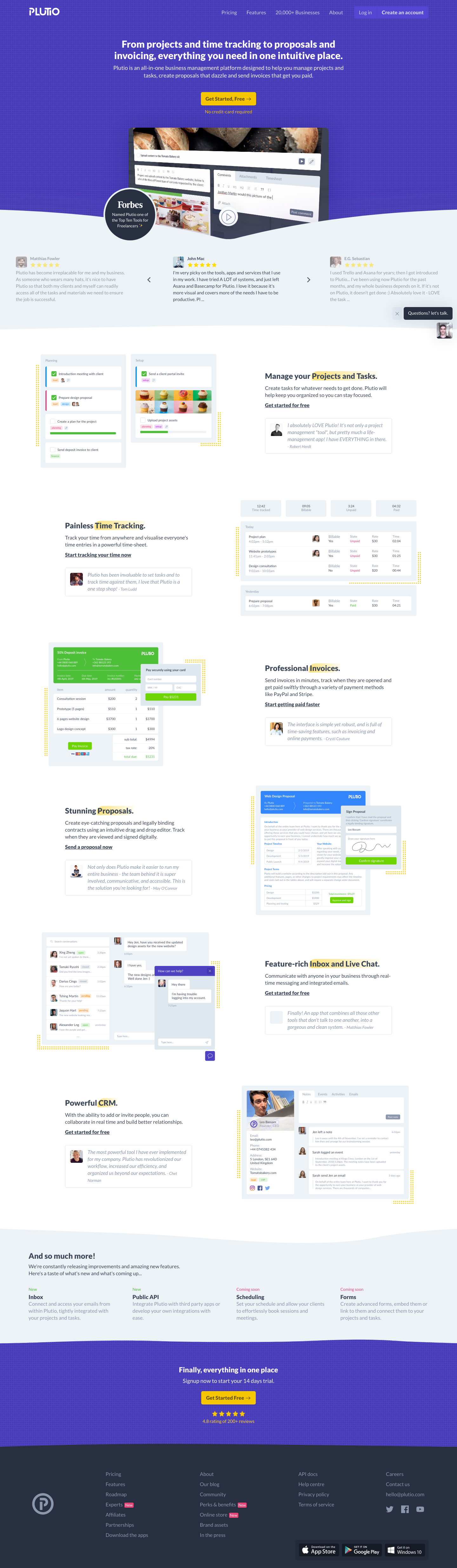 Plutio Landing Page screenshot