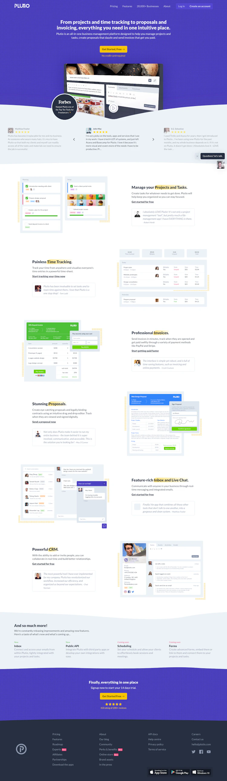 Plutio Landing Page screenshot