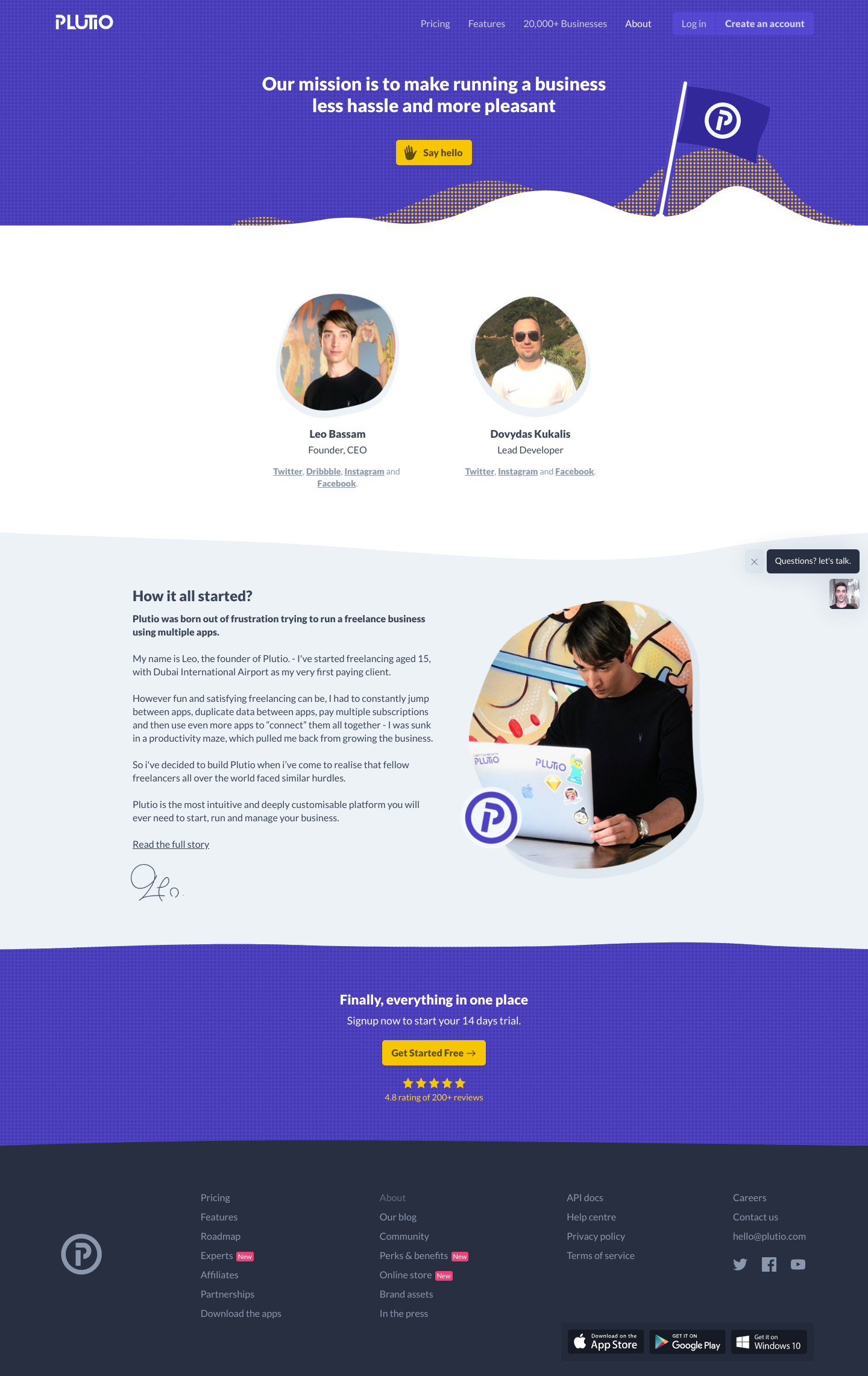 Plutio About screenshot