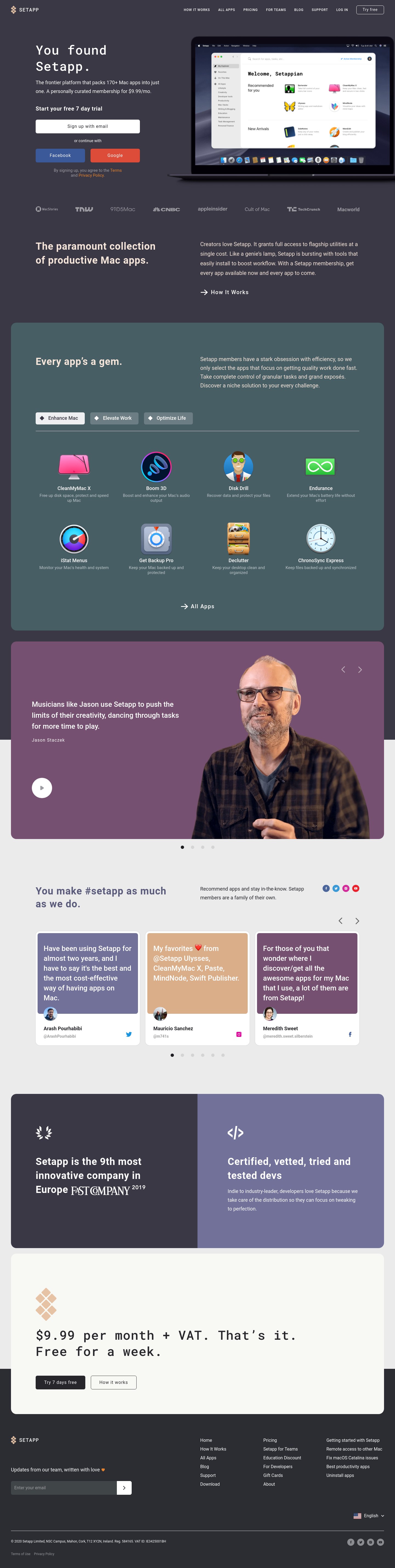 Setapp Landing Page screenshot