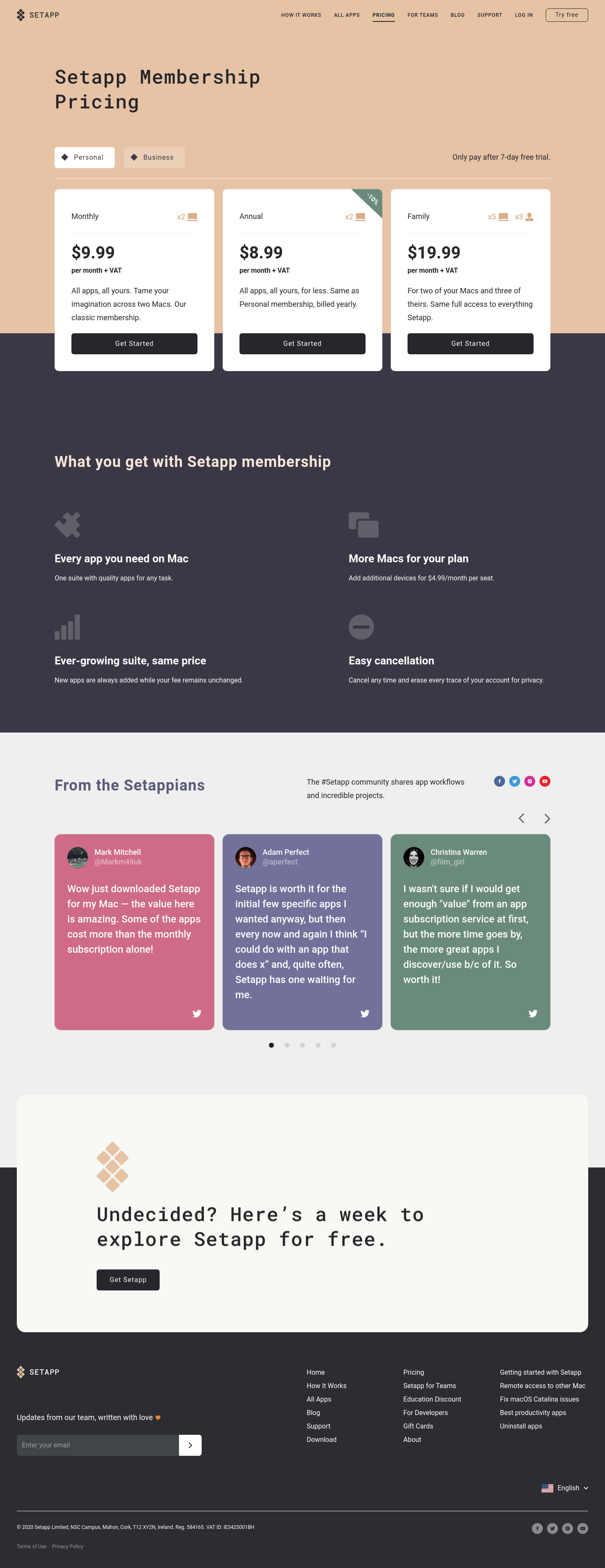 Setapp Pricing screenshot