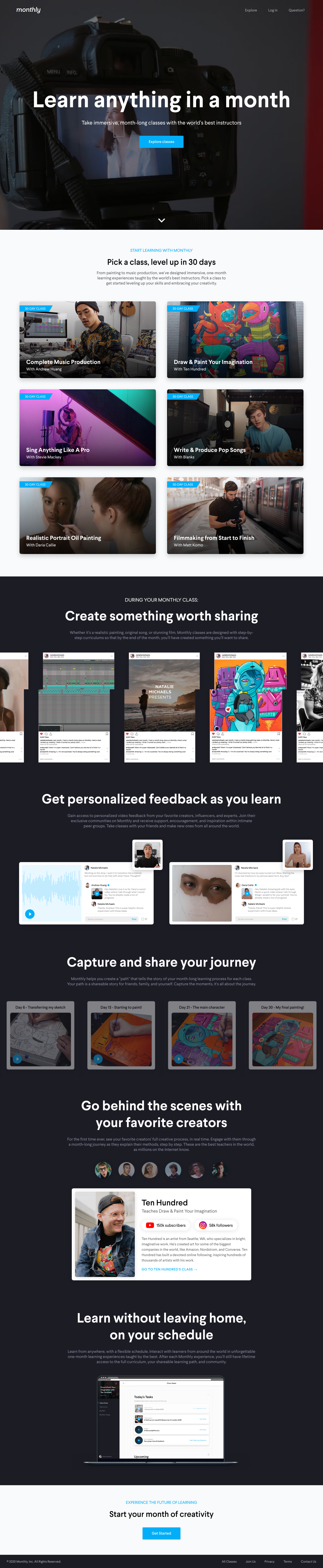 Monthly Landing Page screenshot