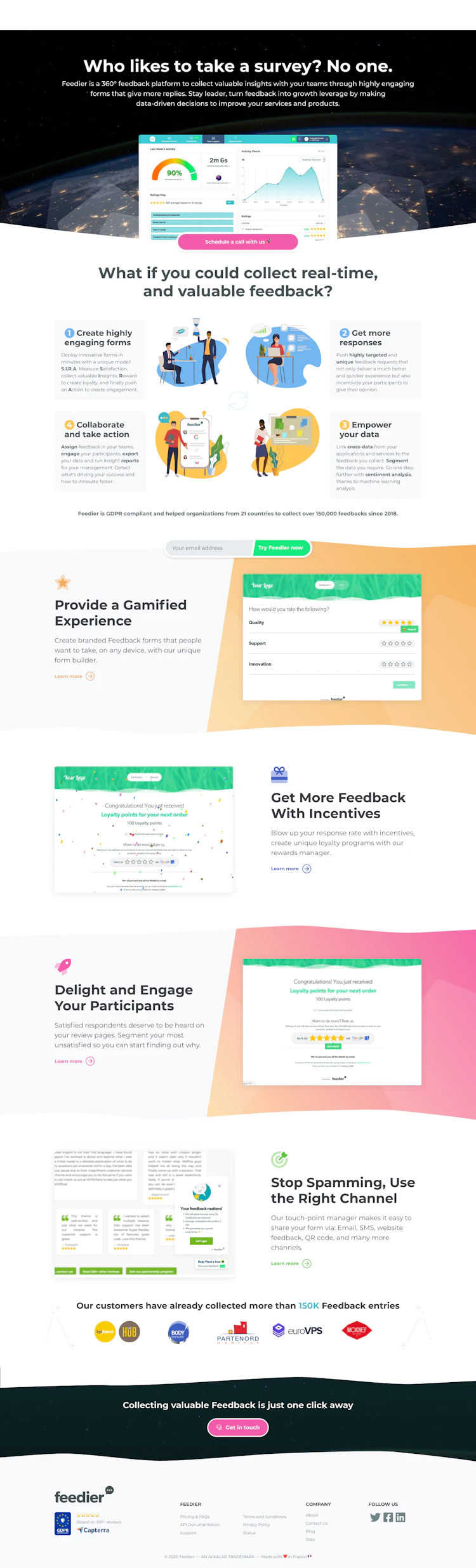 Feedier Landing Page screenshot