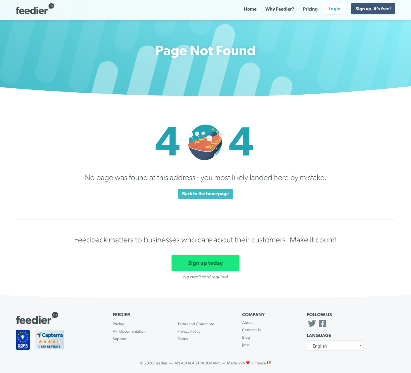 Feedier Notfound screenshot
