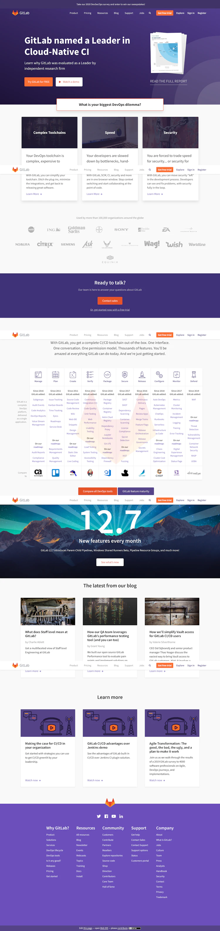 Gitlab Landing Page screenshot