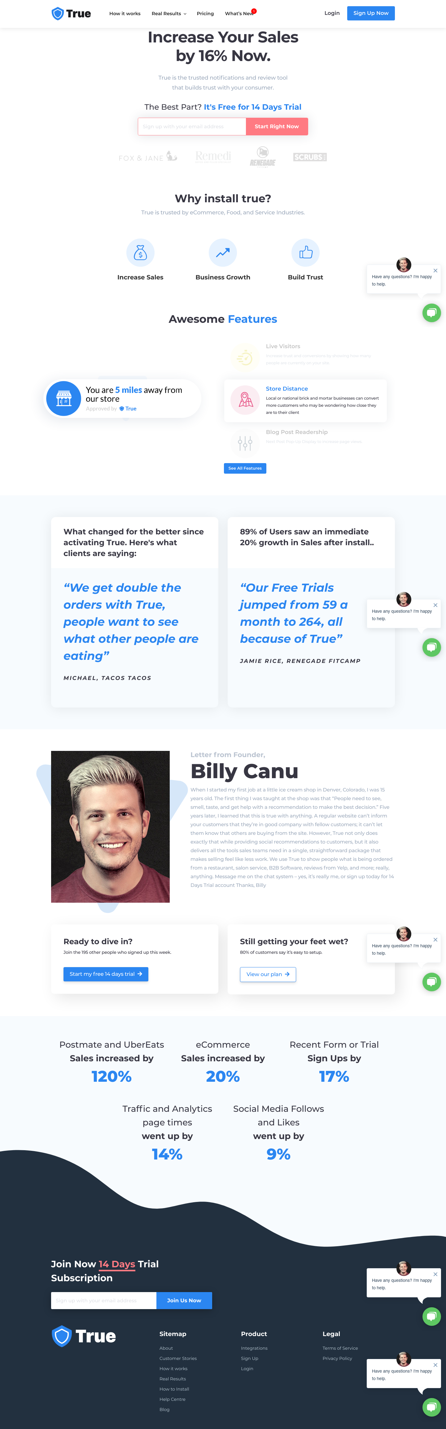 Usetrue Landing Page screenshot
