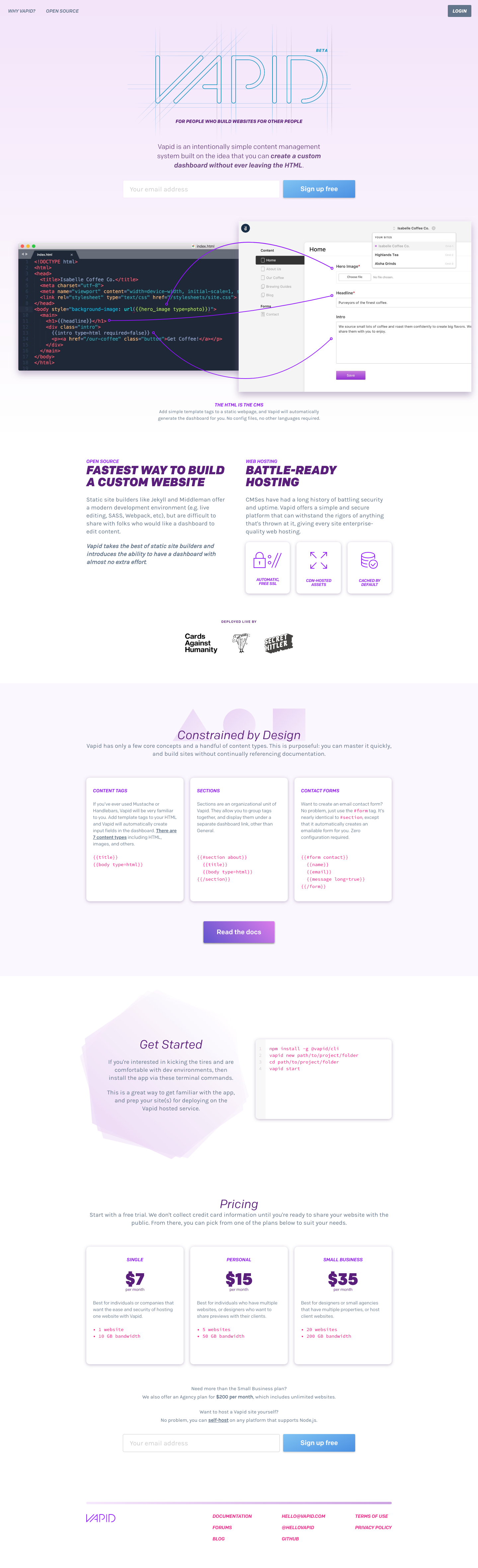 Vapid Landing Page screenshot