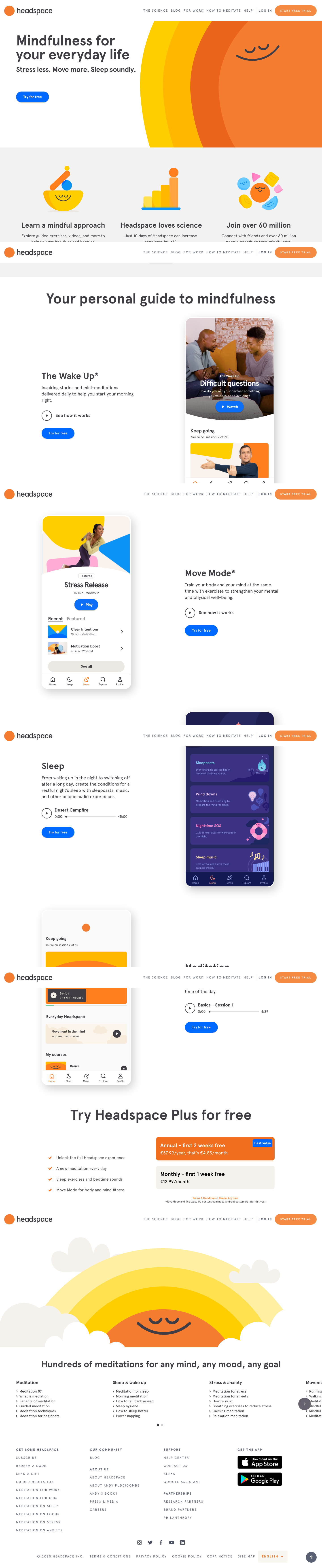 Headspace Landing Page screenshot
