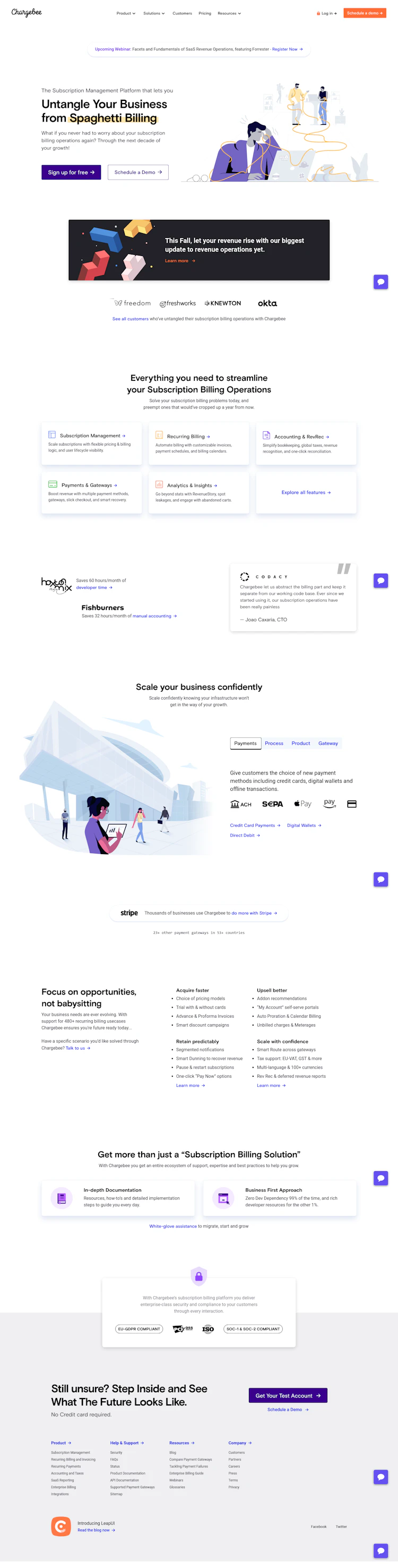 Chargebee Landing Page screenshot