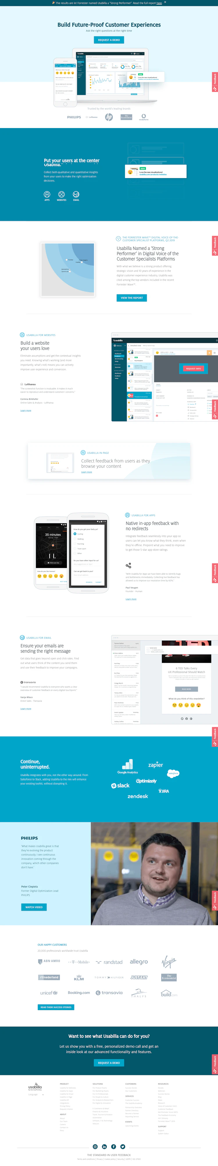 Usabilla Landing Page screenshot