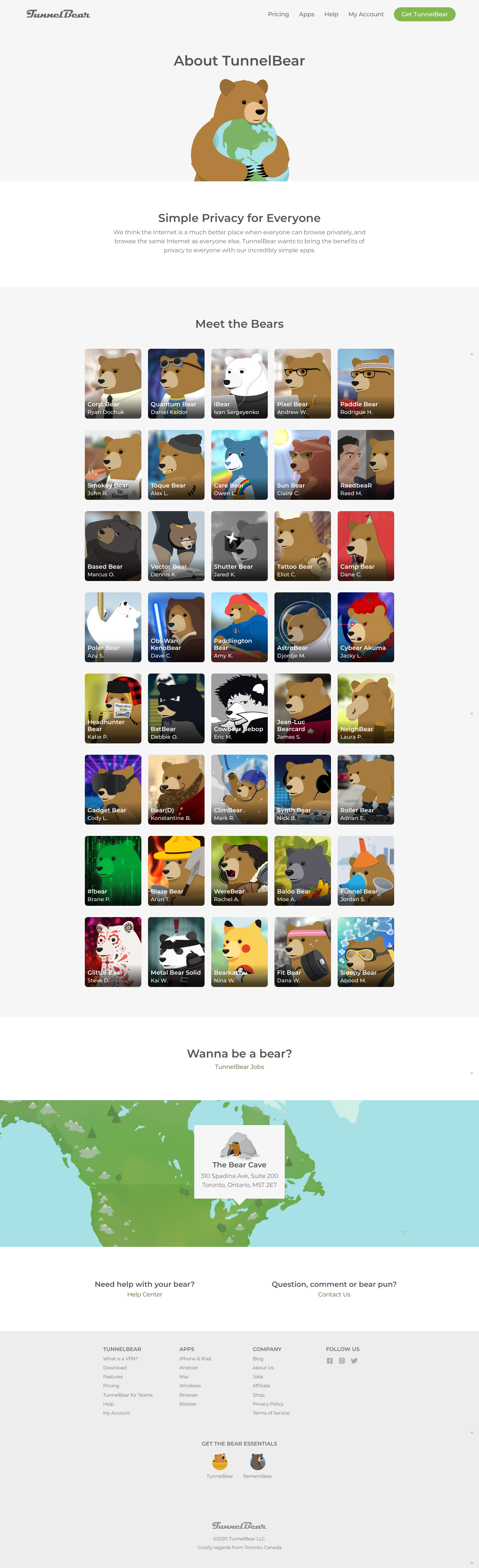 Tunnelbear About screenshot