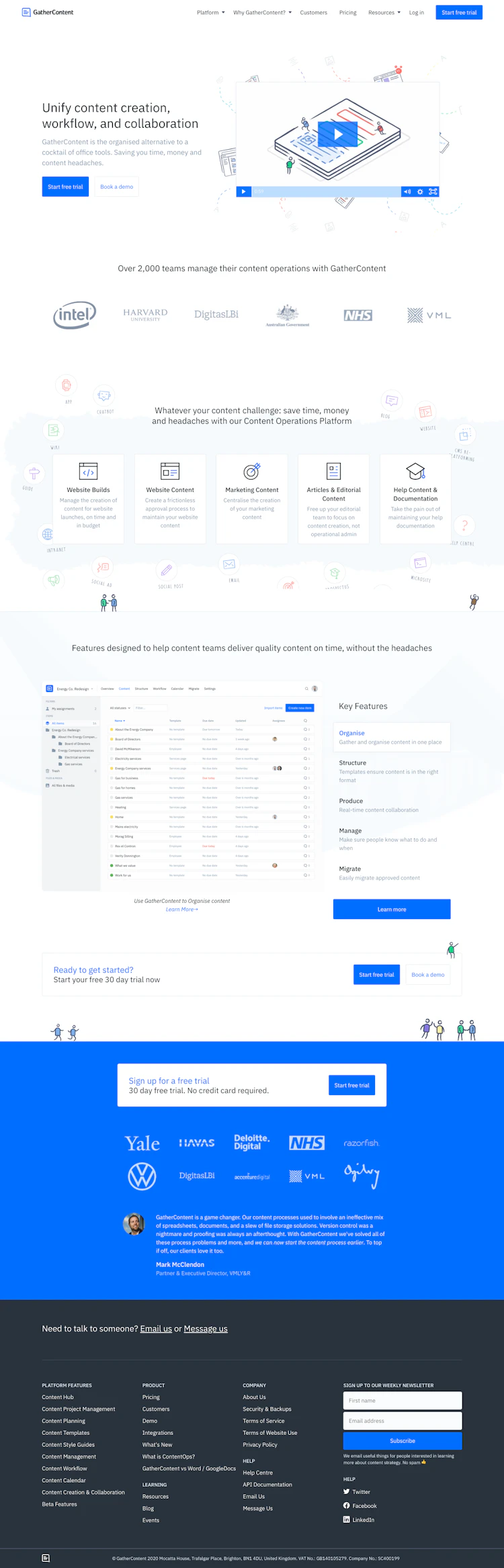 Gathercontent Landing Page screenshot