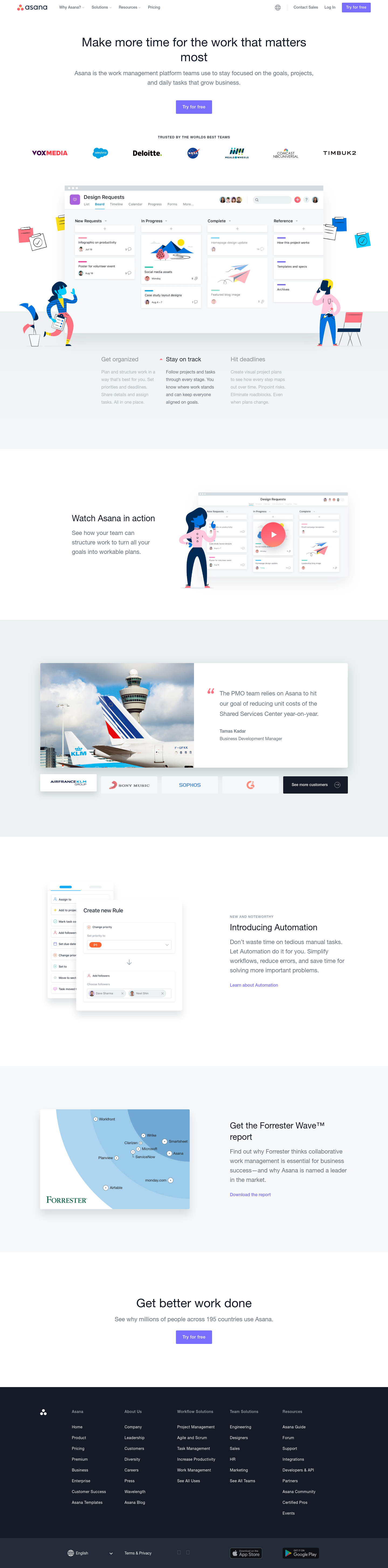 Asana Landing Page screenshot