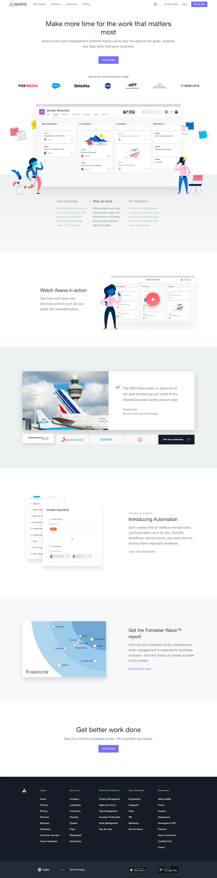 Asana Landing Page screenshot