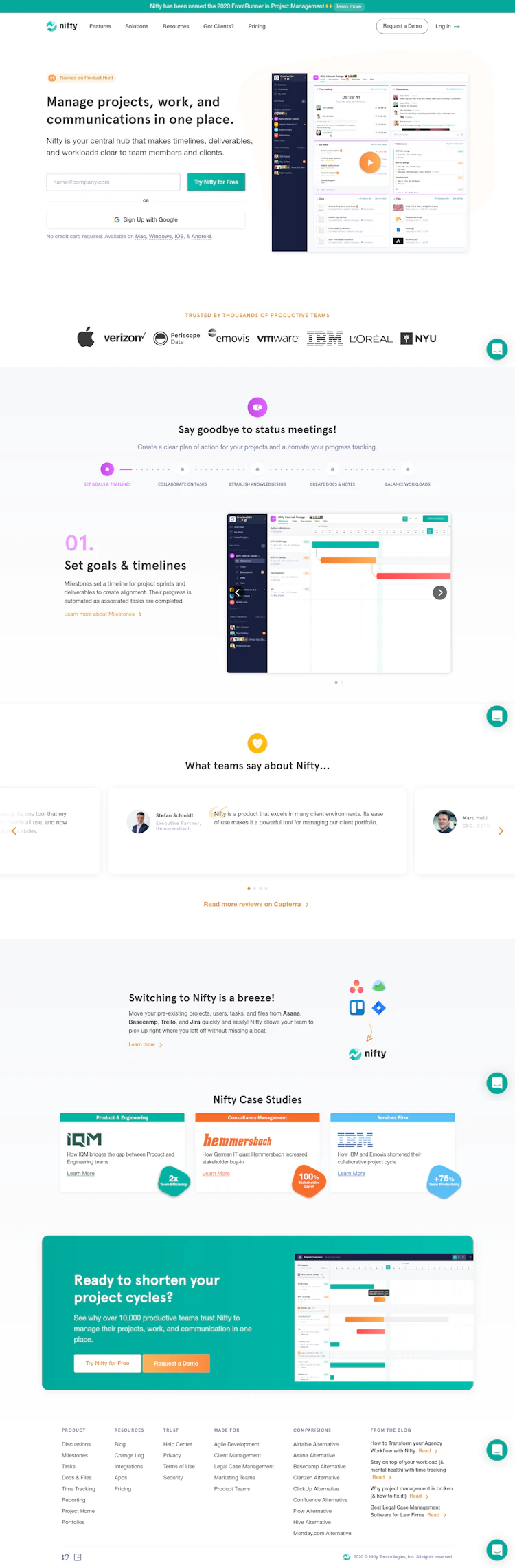 Niftypm Landing Page screenshot