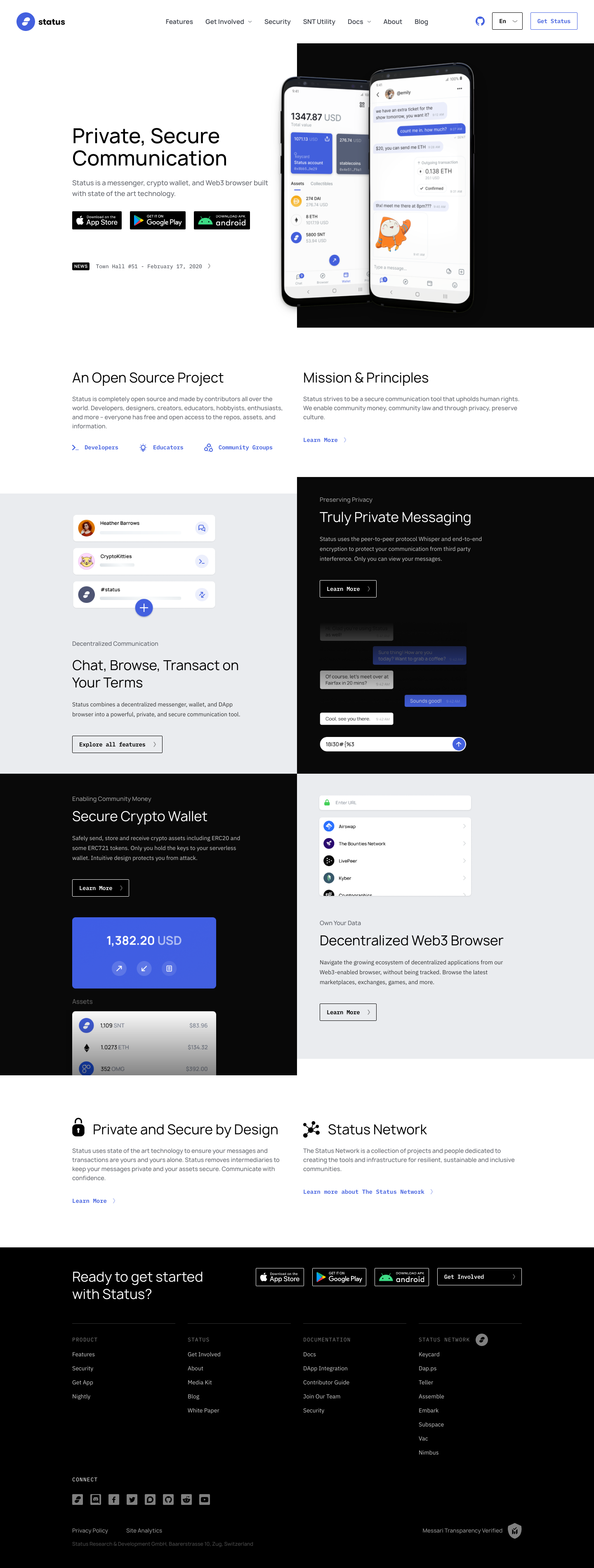 Status Landing Page screenshot