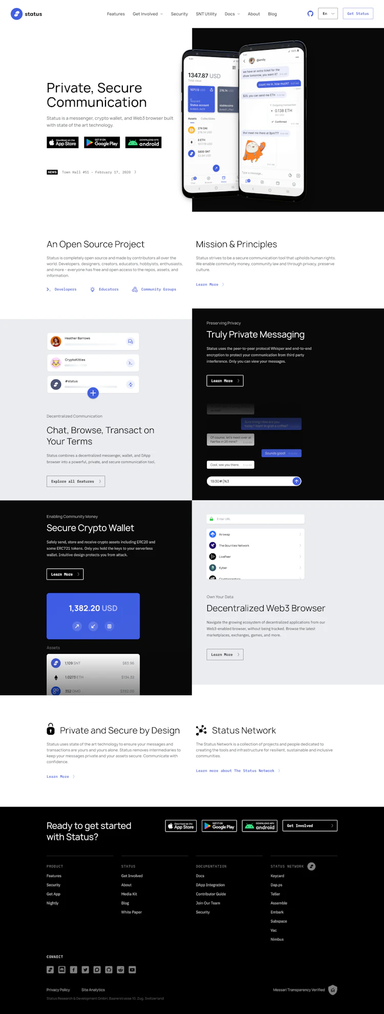 Status Landing Page screenshot