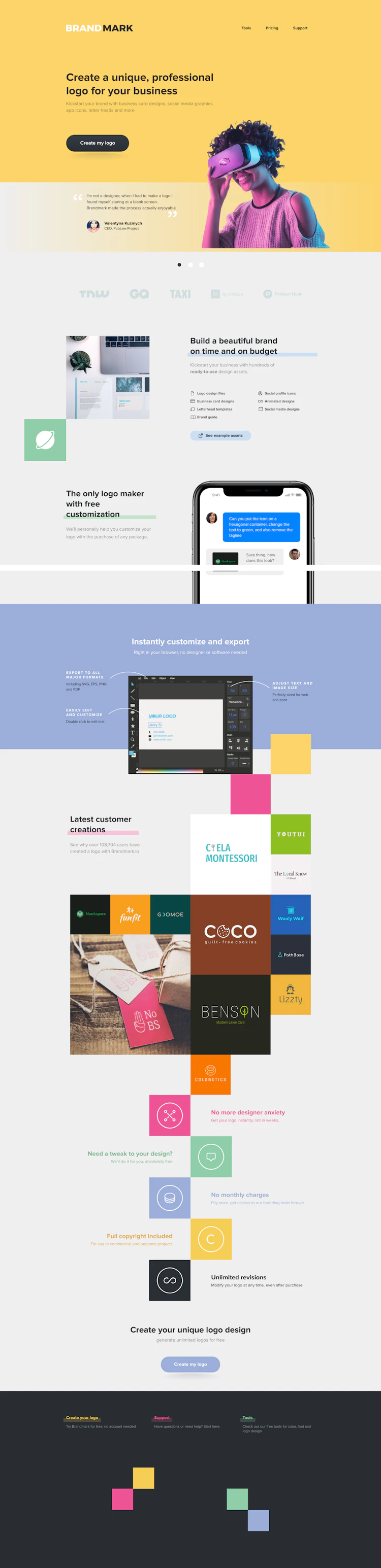Brandmark Landing Page screenshot