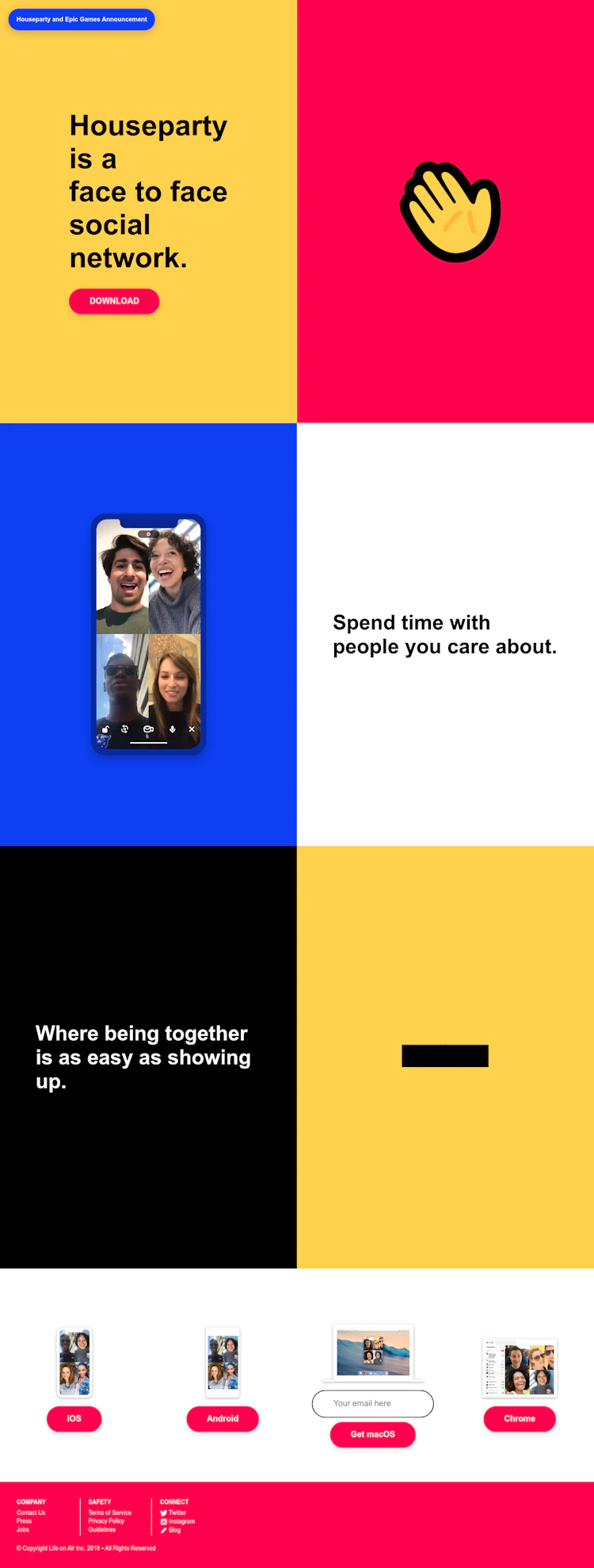 Houseparty Landing Page screenshot